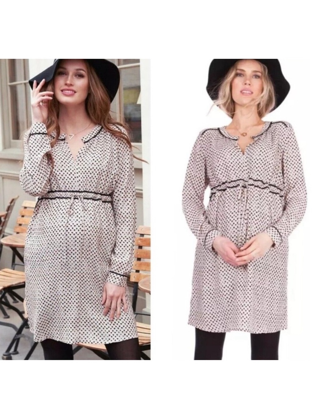 Seraphine Blush Babydoll Maternity Dress Long Sleeve Size 2